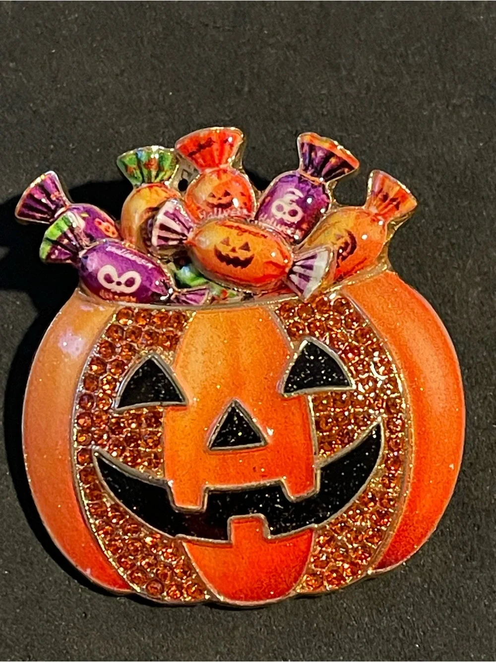 Halloween Orange Pumpkin Candy Bucket Pin - NEW